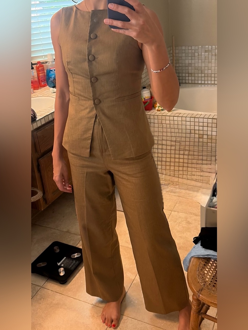 OGL NWOT Women's Brown Wide-Leg Tailored Pants
